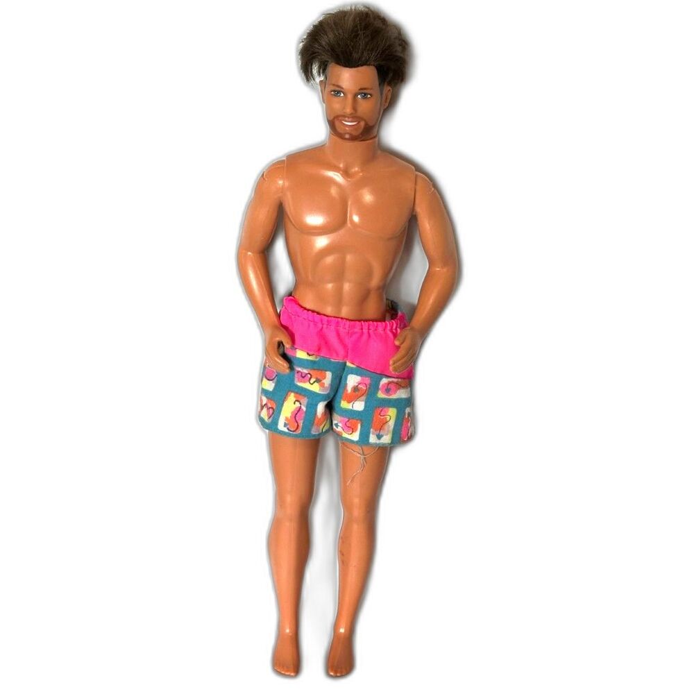 Vintage 1990s Mattel Shaving Fun Ken Doll Color Change Beard & Original Trunks